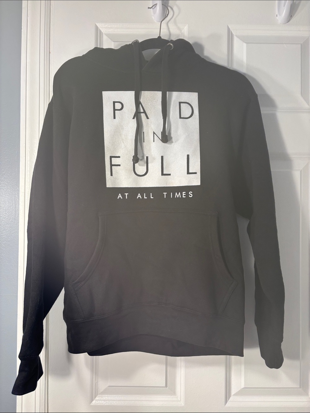 Kids Black Hoodie One-Piece with "PAID IN FULL" Graphic - Picture 6 of 9
